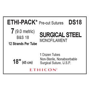 Ethi-Pack Suture 7 12x18" B&S 18 Monofilament Silver 12/Bx