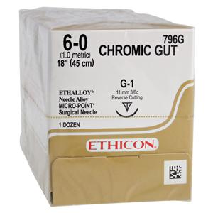 _ Suture 6-0 1x18" Chromic Gut Monofilament G-1 Brown 12/Bx