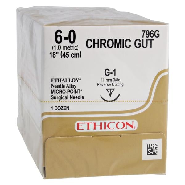 _ Suture 6-0 1x18" Chromic Gut Monofilament G-1 Brown 12/Bx