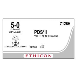 PDS II Suture 5-0 30" Polydioxanone Monofilament C-1 Violet 36/Bx