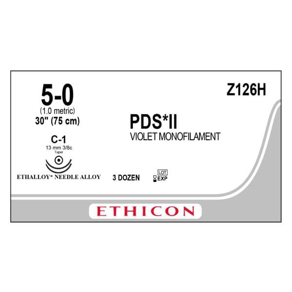 PDS II Suture 5-0 30" Polydioxanone Monofilament C-1 Violet 36/Bx