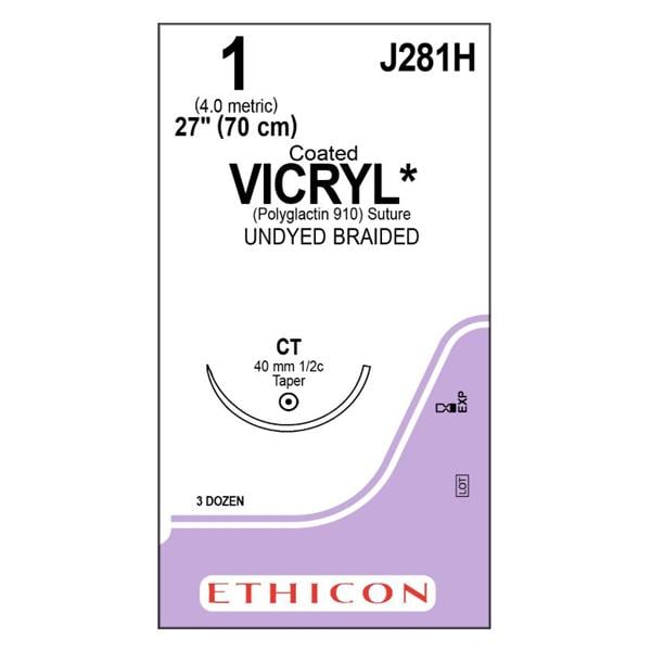 Vicryl Suture 1 1x27" Polyglactin 910 Braid CT Undyed 36/Bx