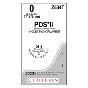 PDS II Suture 4-0 27" Polydioxanone Monofilament OS-6 Violet Bx