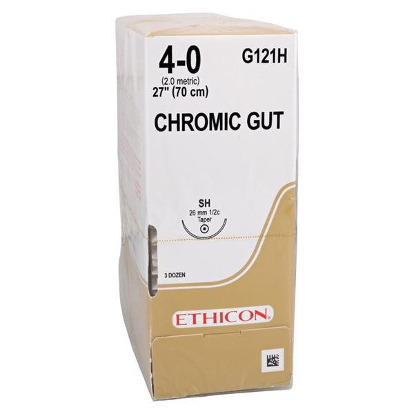 Suture 4-0 27" Chromic Gut Monofilament SH Brown 36/Bx