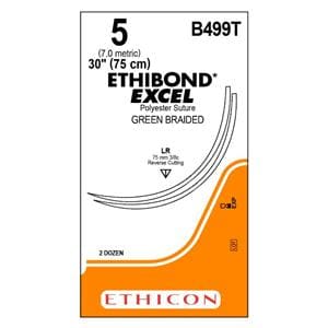 Ethibond Excel Suture 5 1x30" Polyester Braid LR/LR Green 24/Bx