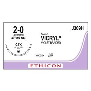 Vicryl Suture 2-0 36" Polyglactin 910 Braid CTX Violet 36/bx