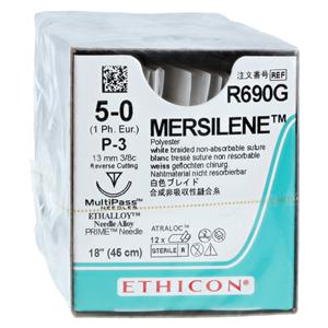 Mersilene Suture 5-0 18" Polyester Braid P-3 White 12/Bx