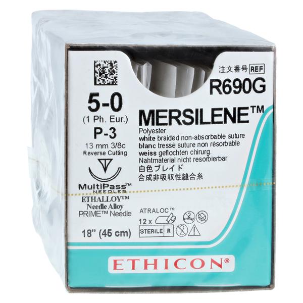 Mersilene Suture 5-0 18" Polyester Braid P-3 White 12/Bx