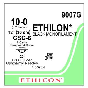 Ethilon Suture 10-0 1x12" Nylon Monofilament CSB-6/CSB-6 Black 12/Bx