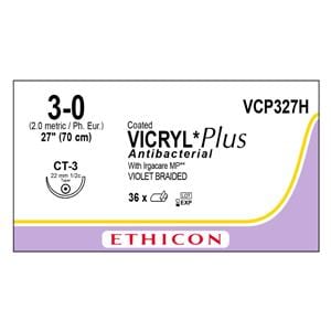 Vicryl Plus Suture 3-0 1x27" Triclosan/Polyglactin 910 Braid CT-3 Violet 36/Bx