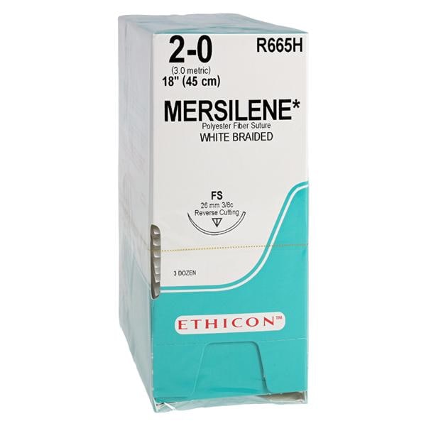Mersilene Suture 2-0 18" Polyester Braid FS White 36/Bx