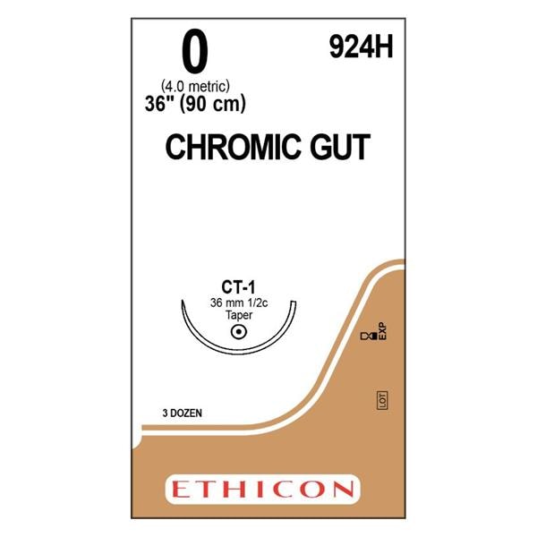 Suture 0 36" Chromic Gut Monofilament CT-1 Brown 36/Bx