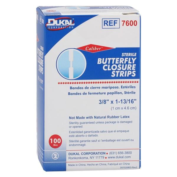 Caliber Wound Closure Strip 3/8x1-13/16" White 100/Bx