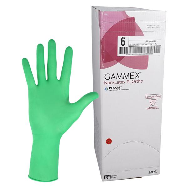 GAMMEX Non-Latex PI Ortho Polyisoprene Surgical Gloves 6 Light Green 50/Bx, 4 BX/CA