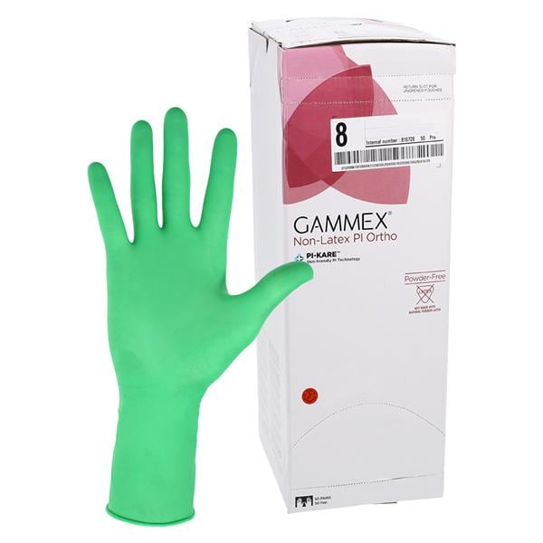 GAMMEX Non-Latex PI Ortho Polyisoprene Surgical Gloves 8 Light Green 50/BX, 4 BX/CA