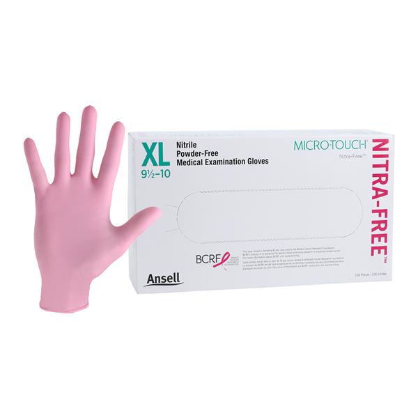 MICRO-TOUCH NitraFree Nitrile Exam Gloves X-Large Pink Non-Sterile 100/Bx