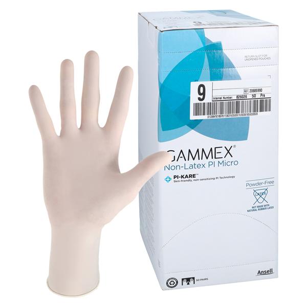 GAMMEX Non-Latex PI Micro Polyisoprene Surgical Gloves 9 White 50Pr/Bx, 4 BX/CA