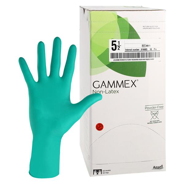 GAMMEX Non-Latex Neoprene Surgical Gloves 5.5 Green 50Pr/Bx