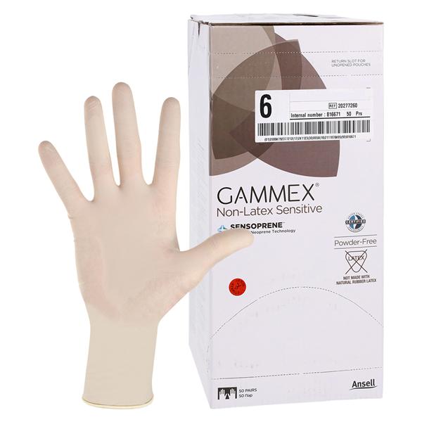 GAMMEX Non-Latex Sensitive Neoprene Surgical Gloves 6 Natural 50Pr/Bx, 4 BX/CA