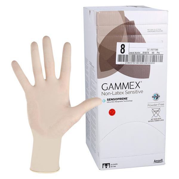 GAMMEX Non-Latex Sensitive Neoprene Surgical Gloves 8 Natural 50Pr/Bx, 4 BX/CA