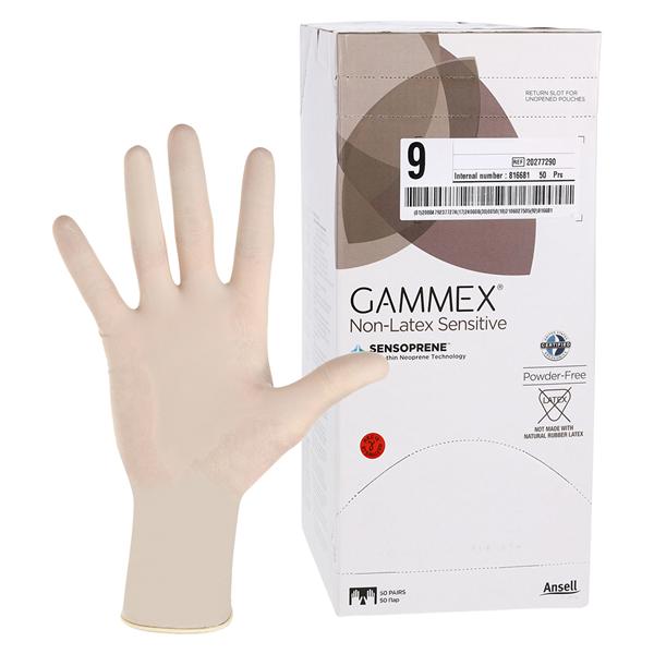 GAMMEX Non-Latex Sensitive Neoprene Surgical Gloves 9 Natural 50Pr/Bx, 4 BX/CA