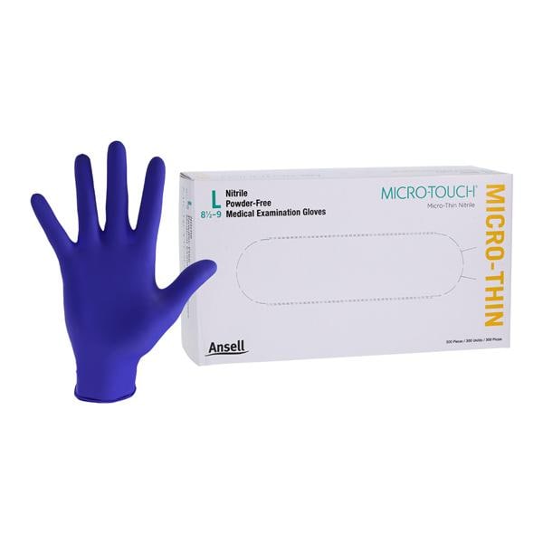 MICRO-TOUCH Micro-Thin Nitrile Exam Gloves Large Blue Non-Sterile 300/Bx