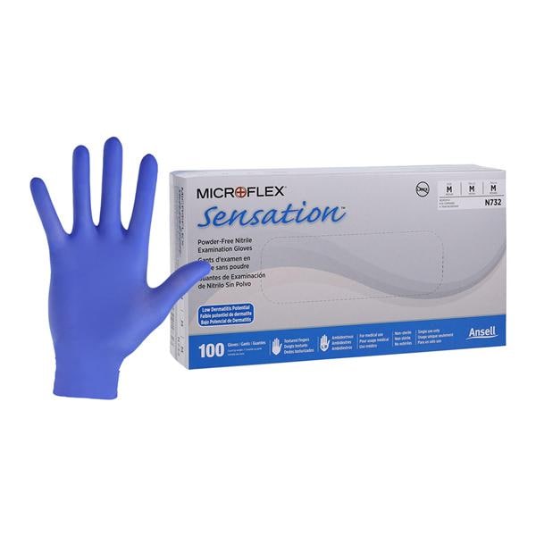 MICROFLEX Sensation Nitrile Exam Gloves Medium Blue Non-Sterile 100/Bx