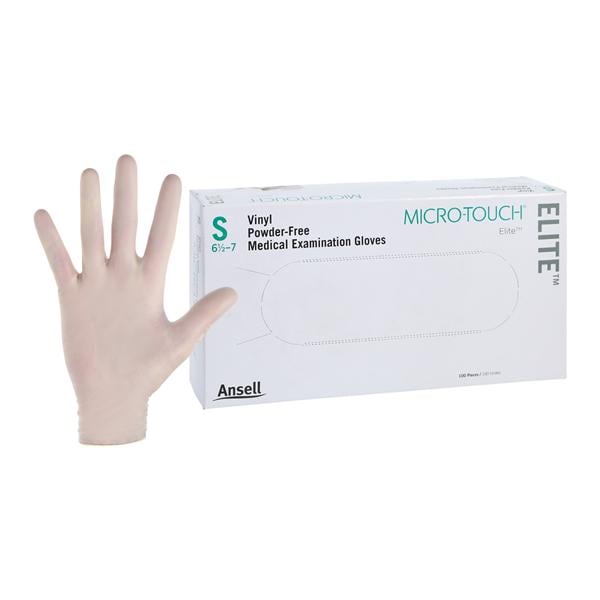 MICRO-TOUCH Elite Vinyl Exam Gloves Small Clear Non-Sterile 100/Bx