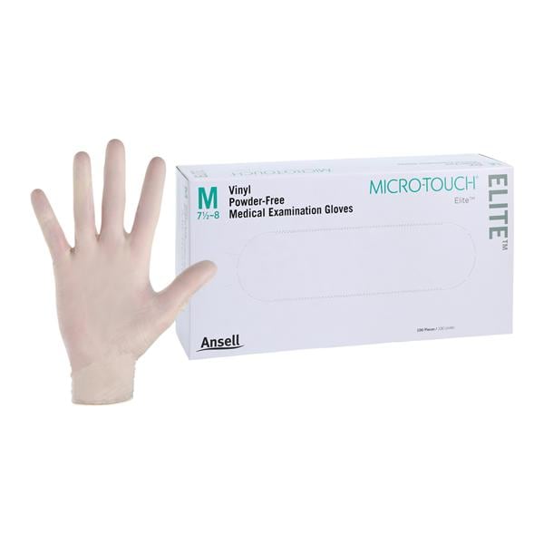 MICRO-TOUCH Elite Vinyl Exam Gloves Medium Cream Non-Sterile 100/Bx
