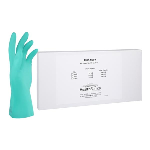 Asep-Gluv Nitrile Utility Gloves Large Green 3/Pk