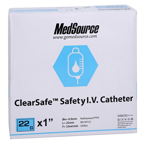 ClearSafe IV Catheter Safety 22 Gauge 1" 50/Bx