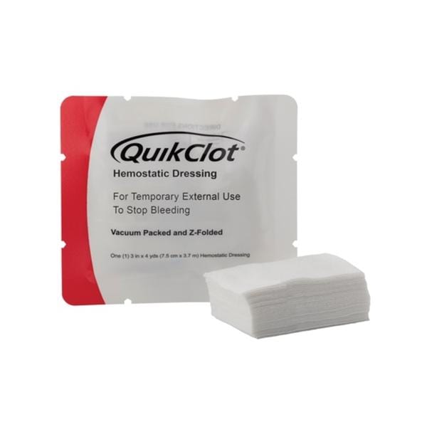 QuikClot Gauze Bleeding Control Dressing 3"x4yd 1 Ply Sterile Z-Fold