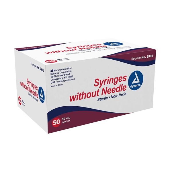 Luer Lock Syringe 30cc Transparent No Dead Space 50/Bx, 10 BX/CA