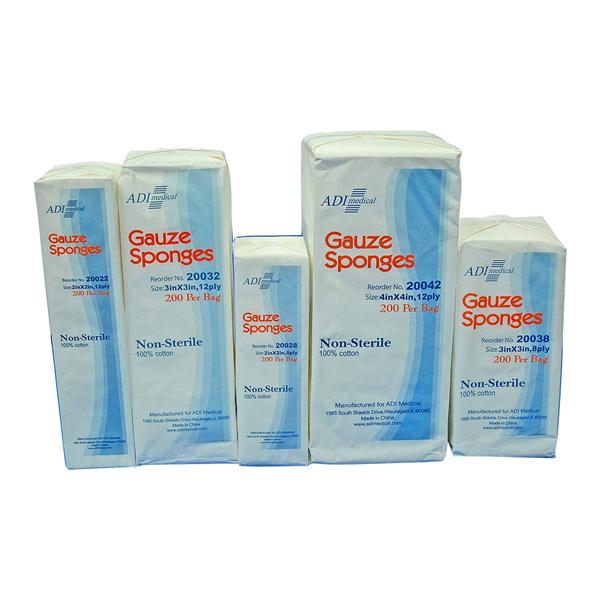 100% Cotton Gauze Sponge 2x2" 8 Ply Non-Sterile Woven