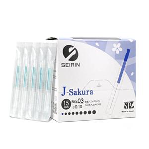 Seirin J-15 Dry Acupuncture Needle 0.12x15mm Guide Tube 100/Bx