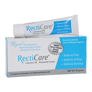 RectiCare Anorectal Cream 5% Tube 30gm Each, 12 TB/CA