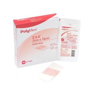 PolyMem Hydrophilic QuadraFoam Dressing 2x4" Sterile Strip Adhesive Pink LF, 5 BX/CA
