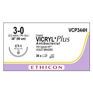 Vicryl Plus Suture 3-0 36" Triclosan/Polyglactin 910 Braid CT-1 Violet 36/Bx