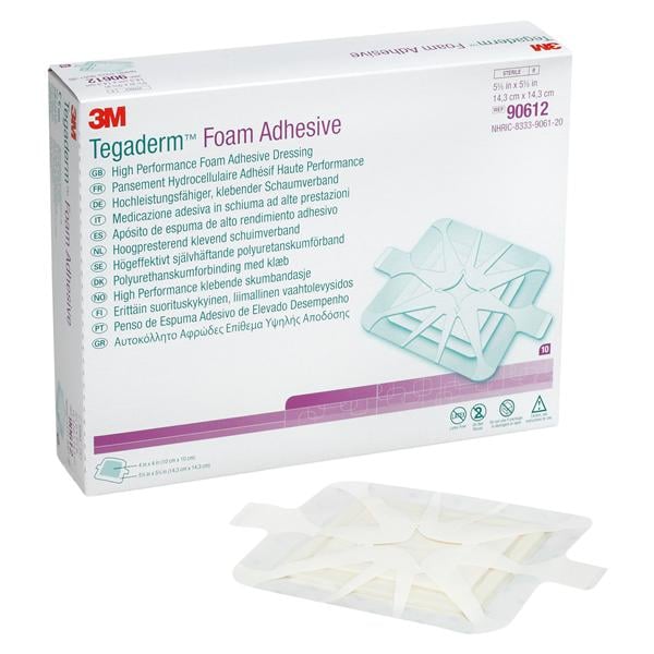Tegaderm HP Foam Dressing 5-5/8x5-5/8" Sterile Square Adherent Absorbent LF, 4 BX/CA