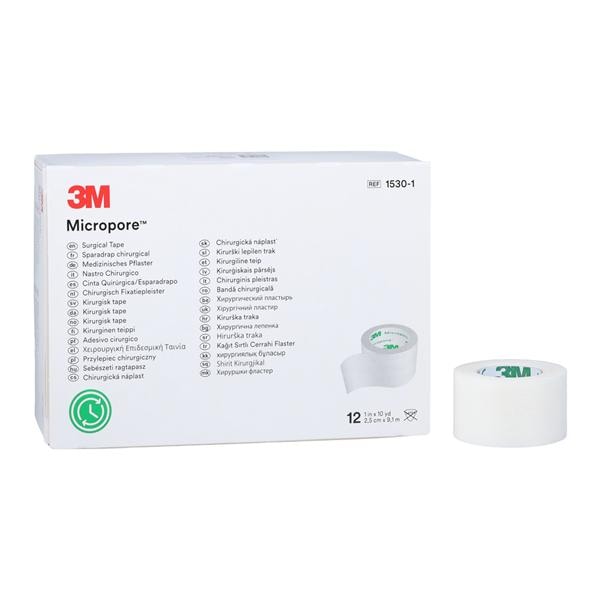 Micropore Surgical Tape Paper 1"x10yd White Non-Sterile 12/Bx, 10 BX/CA