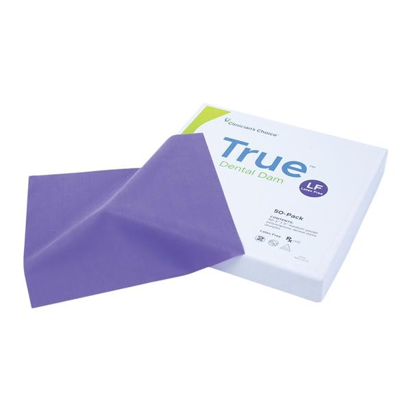 True Dental Dam Latex-Free Rubber Dam 5 in x 5 in Md Gg Prpl Unflvr Unscnt 50/Bx