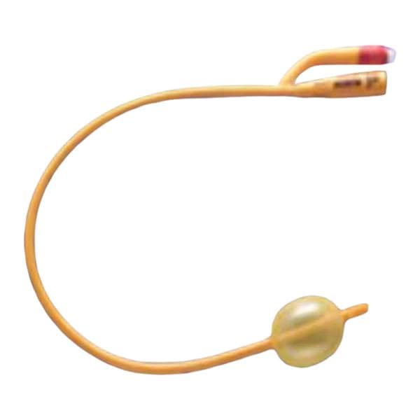 Gold 2-Way Foley Catheter Straight Tip Silicone Coated Latex 14Fr 30cc