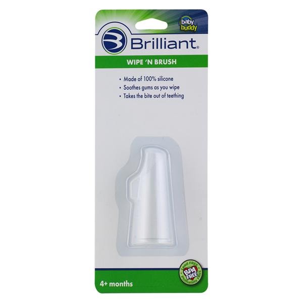 Baby Buddy Wipe N Brush Finger Brush Clear 4-16 Months Dual Sided 6/Bx