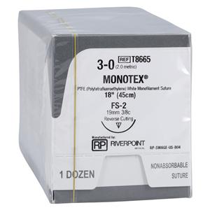 Monotex Suture 3-0 18" Dense Polytetrafluoroethylene Monofilament FS-2 Wt 12/Bx