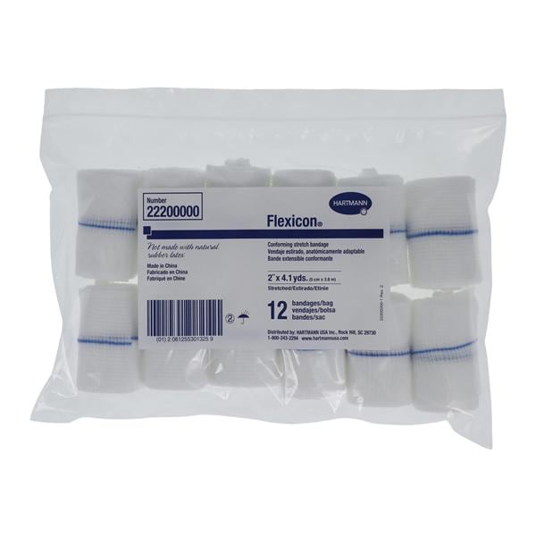 Flexicon Conforming Bandage Polyester/Gauze/Elastic 2"x4.1yd Non-Sterile 12/Bg