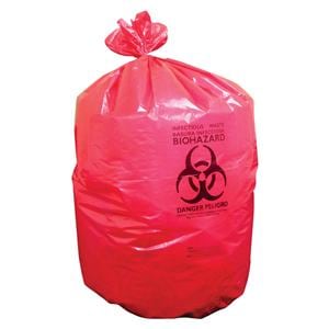 Biohazard Bag 38x45" Red Twist Tie Closure LLDPE 125/Ca