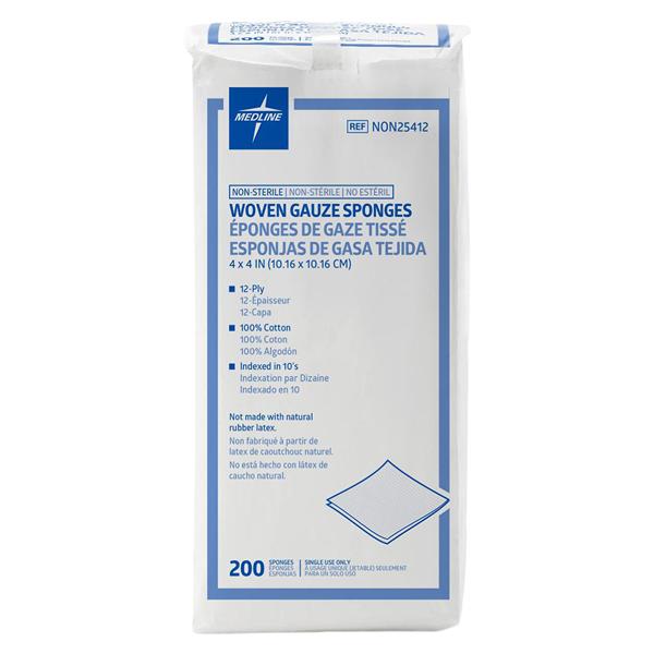 Cotton Gauze Sponge 4x4" 12 Ply Non-Sterile Mini Patch Woven LF