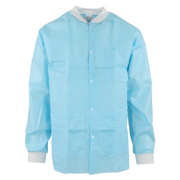 SafeWear Hipster Procedure Lab Jacket SMS PP Fbrc Medium Soft Blue 12/Bg, 5 BG/CA