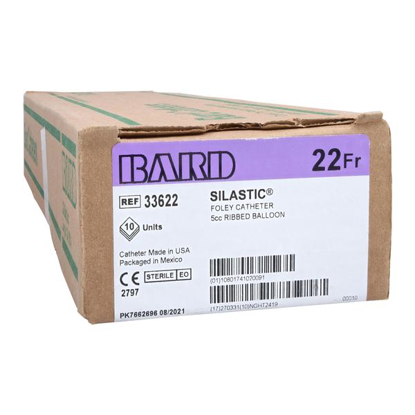 Silastic Catheter Foley 22Fr 5cc Short Round Tip Silicone Coated 2-Way 10/CA
