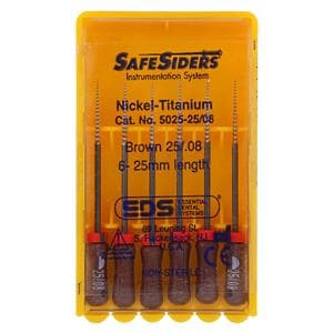 Safesider Hand Reamer 25 mm Size 25 Nickel Titanium Brown 0.08 6/Pk